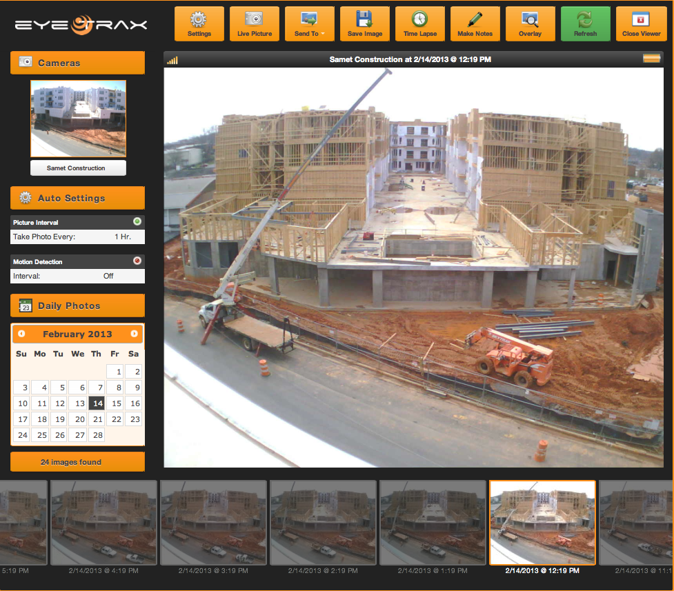 Solar powered construction camera interface